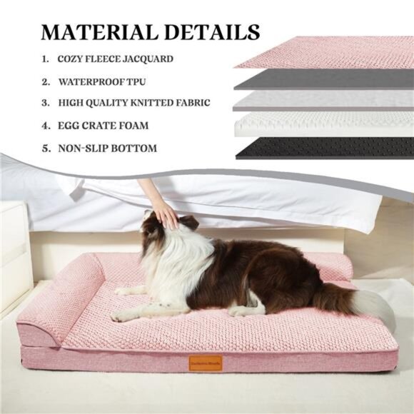 Orthopedic Pet Bed  Dogs, 30"X20"  Waterproof L Shaped Dog Bed Washable Cover - Picture 4 of 7